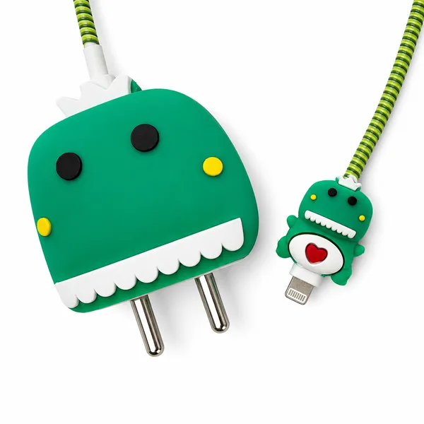 Green_Monster_Face_Silicone_Cable_Protector_Set_Of_4-_Only_for_Iphone_(18-20_Watt_Charger)