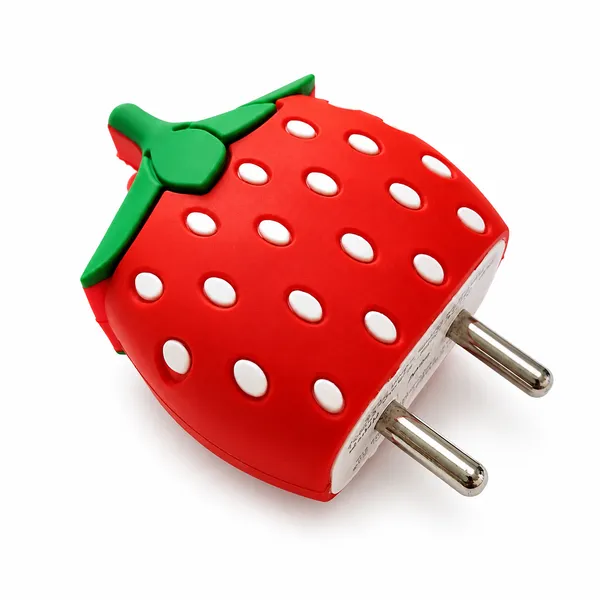 Silicone_Cable_Protector_Strawberry_Shape_Design_Charger_Red_Set_Of_4-_Only_for_Iphone_(18-20_Watt_Charger)
