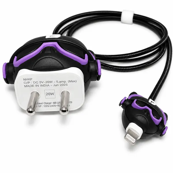 Black_Bear_Character_Silicone_Cable_Protector_Set_Of_4-_Only_for_Iphone_(18-20_Watt_Charger)