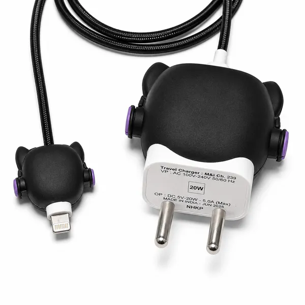 Black_Bear_Character_Silicone_Cable_Protector_Set_Of_4-_Only_for_Iphone_(18-20_Watt_Charger)
