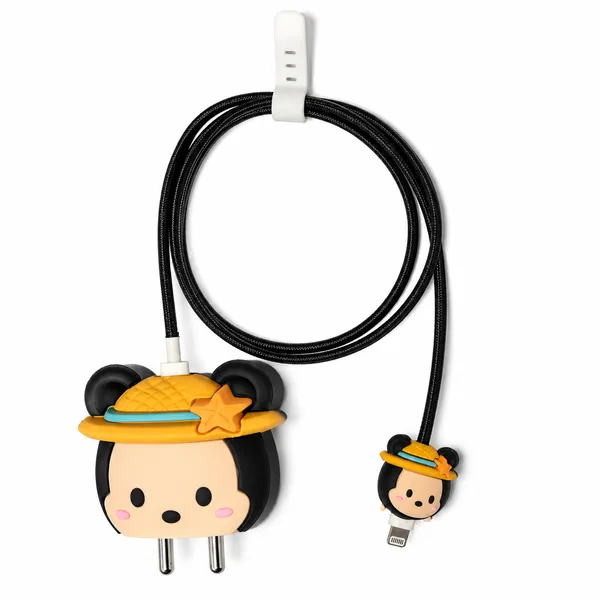 Silicone_Cable_Protector_Mickey_Inspired_Character_Design_Charger_Black_Set_Of_4-_Only_for_Iphone_(18-20_Watt_Charger)