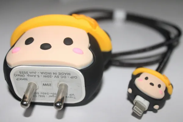 Silicone_Cable_Protector_Mickey_Inspired_Character_Design_Charger_Black_Set_Of_4-_Only_for_Iphone_(18-20_Watt_Charger)