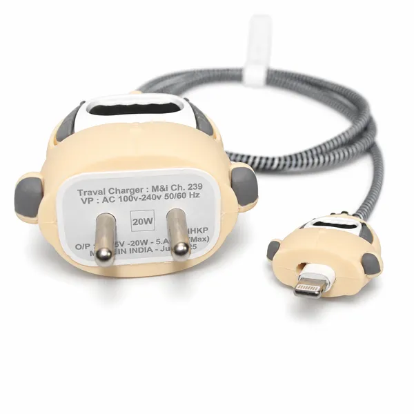 Silicone_Cable_Protector_Cat_Face_Design_Charger_Off_White_Set_Of_4-_Only_for_Iphone_(18-20_Watt_Charger)