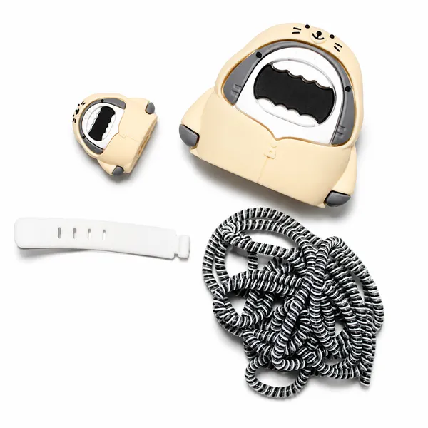Silicone_Cable_Protector_Cat_Face_Design_Charger_Off_White_Set_Of_4-_Only_for_Iphone_(18-20_Watt_Charger)