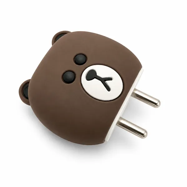 Silicone_Cable_Protector_Bear_Face_Design_Charger_Dark_Brown_Set_Of_4-_Only_for_Iphone_(18-20_Watt_Charger)