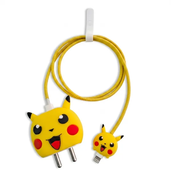 Silicone_Cable_Protector_Pikachu_Face_Design_Charger_Yellow_Set_Of_4-_Only_for_Iphone_(18-20_Watt_Charger)