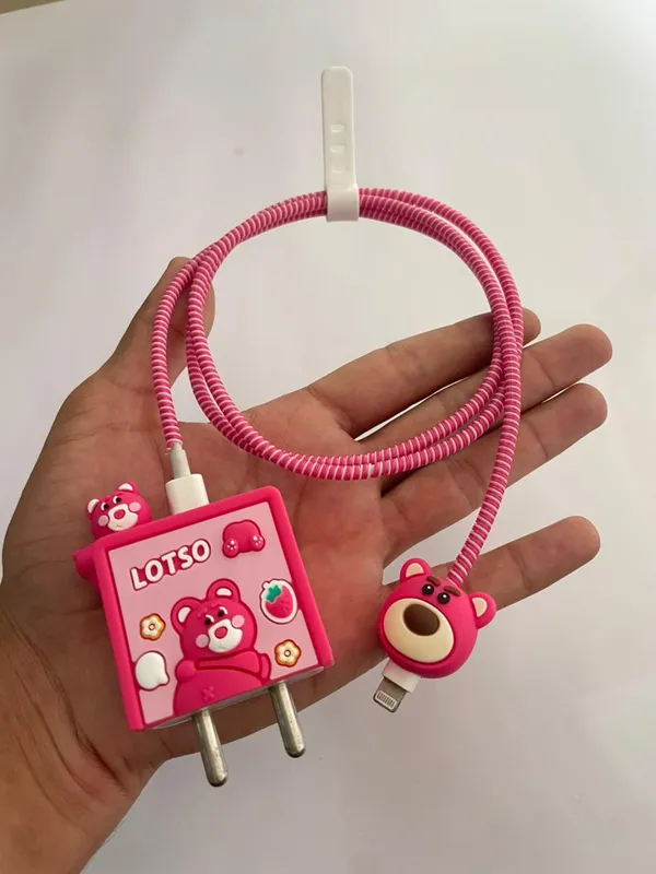 Pink_Bear_Theme_Silicone_Cable_Protector_Set_Of_4-_Only_for_Iphone_(18-20_Watt_Charger)