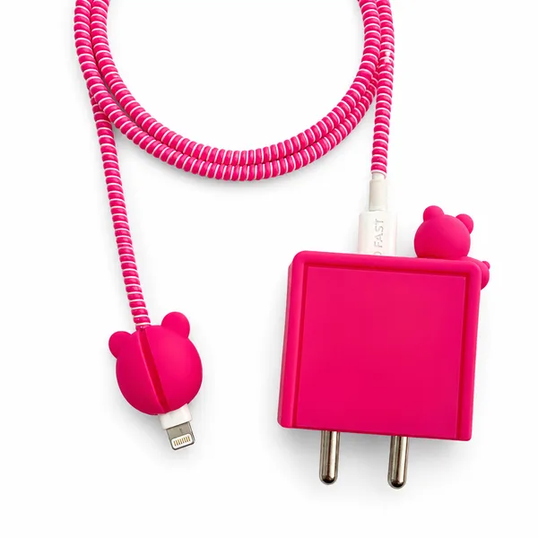 Pink_Bear_Theme_Silicone_Cable_Protector_Set_Of_4-_Only_for_Iphone_(18-20_Watt_Charger)