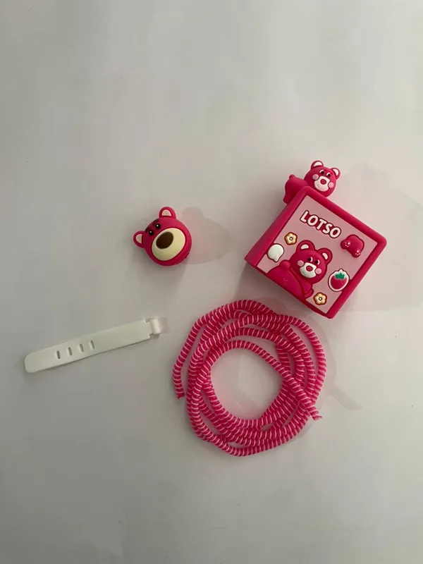 Pink_Bear_Theme_Silicone_Cable_Protector_Set_Of_4-_Only_for_Iphone_(18-20_Watt_Charger)