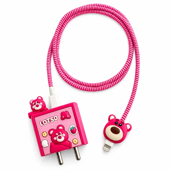 Pink_Bear_Theme_Silicone_Cable_Protector_Set_Of_4-_Only_for_Iphone_(18-20_Watt_Charger)