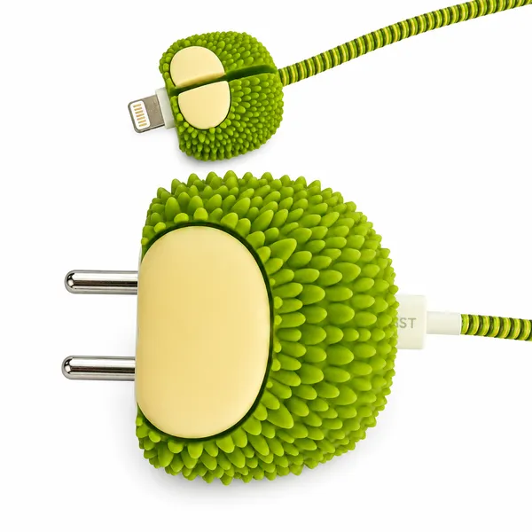 Green_Durian_Character_Silicone_Cable_Protector_Set_Of_4-_Only_for_Iphone_(18-20_Watt_Charger)