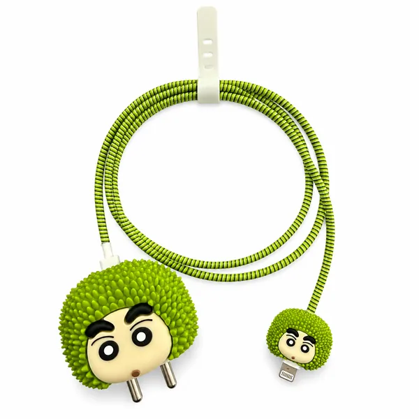 Green_Durian_Character_Silicone_Cable_Protector_Set_Of_4-_Only_for_Iphone_(18-20_Watt_Charger)