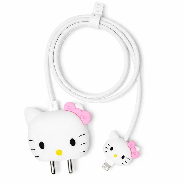 Silicone_Cable_Protector_Hello_Kitty_Design_Charger_White_Pink_Set_Of_4-_Only_for_Iphone_(18-20_Watt_Charger)