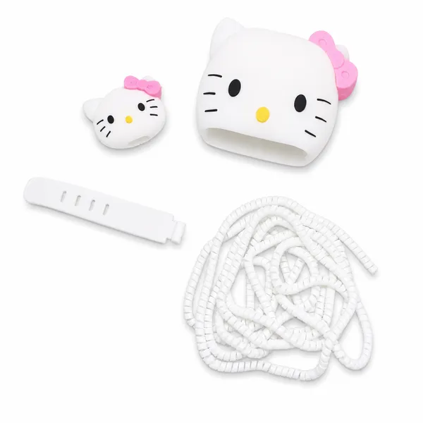 Silicone_Cable_Protector_Hello_Kitty_Design_Charger_White_Pink_Set_Of_4-_Only_for_Iphone_(18-20_Watt_Charger)