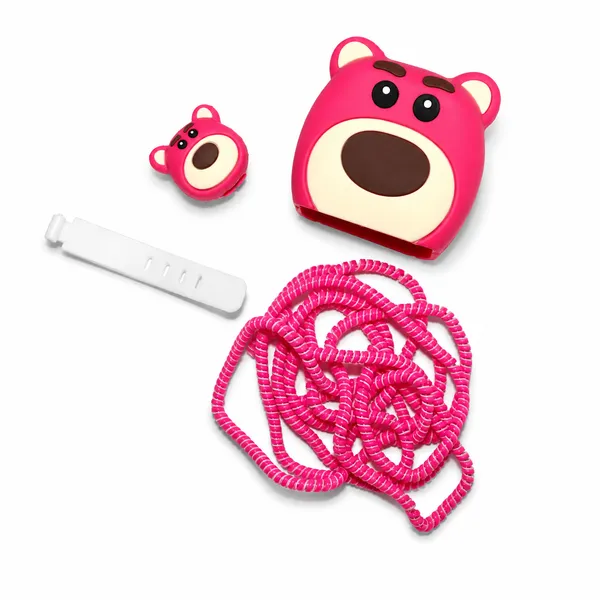 Pink_Bear_Face_Silicone_Cable_Protector_Set_Of_4-_Only_for_Iphone_(18-20_Watt_Charger)