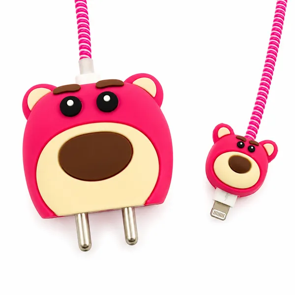 Pink_Bear_Face_Silicone_Cable_Protector_Set_Of_4-_Only_for_Iphone_(18-20_Watt_Charger)