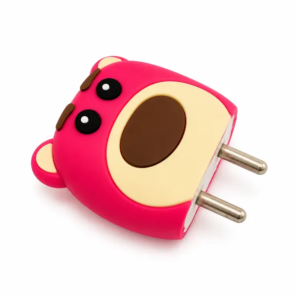 Pink_Bear_Face_Silicone_Cable_Protector_Set_Of_4-_Only_for_Iphone_(18-20_Watt_Charger)