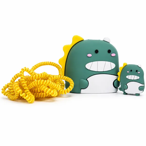 Silicone_Cable_Protector_Dinosaur_Character_Design_Charger_Green_Set_Of_4-_Only_for_Iphone_(18-20_Watt_Charger)