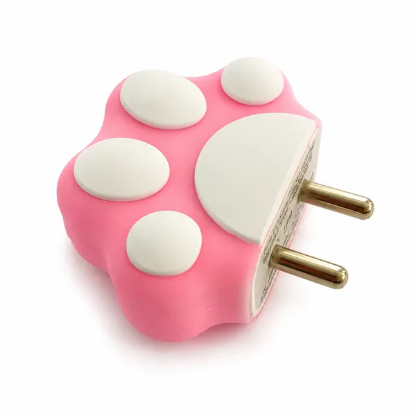 Silicone_Cable_Protector_Paw_Print_Design_Charger_Pink_Set_Of_4-_Only_for_Iphone_(18-20_Watt_Charger)