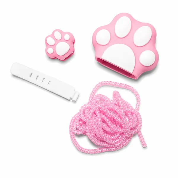 Silicone_Cable_Protector_Paw_Print_Design_Charger_Pink_Set_Of_4-_Only_for_Iphone_(18-20_Watt_Charger)