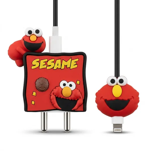 Elmo_Sesame_Street_Silicone_Charger_Cable_Protector_Set_Of_4-_Only_for_Iphone_(18-20_Watt_Charger)