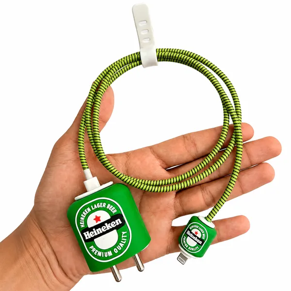 Heineken_Silicone_Charger_Cable_Protector_Set_Of_4_Green-_Only_for_Iphone_(18-20_Watt_Charger)