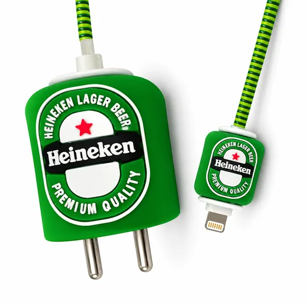 Heineken_Silicone_Charger_Cable_Protector_Set_Of_4_Green-_Only_for_Iphone_(18-20_Watt_Charger)