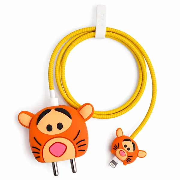 Tiger_Character_Silicone_Charger_Cable_Protector_Set_Of_4-_Only_for_Iphone_(18-20_Watt_Charger)