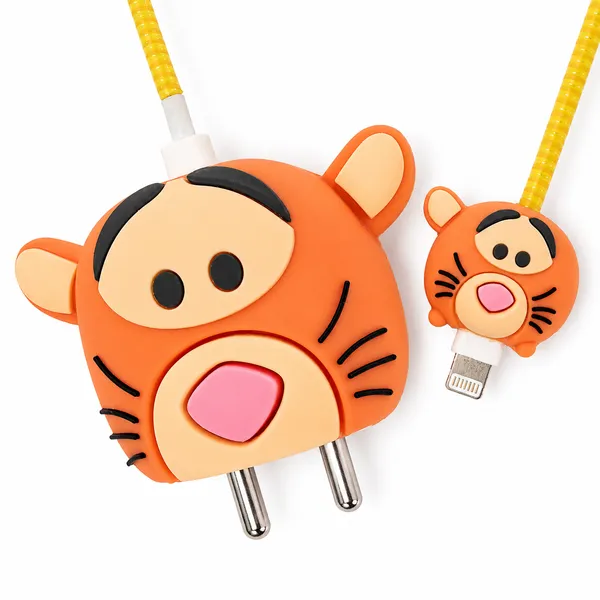 Tiger_Character_Silicone_Charger_Cable_Protector_Set_Of_4-_Only_for_Iphone_(18-20_Watt_Charger)