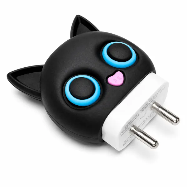 Silicone_Cable_Protector_Black_Cat_Face_Design_Charger_Set_Of_4-_Only_for_Iphone_(18-20_Watt_Charger)