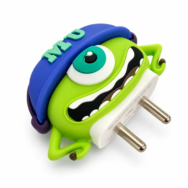 Green_One_Eyed_Monster_Silicone_Cable_Protector_Set_Of_4-_Only_for_Iphone_(18-20_Watt_Charger)