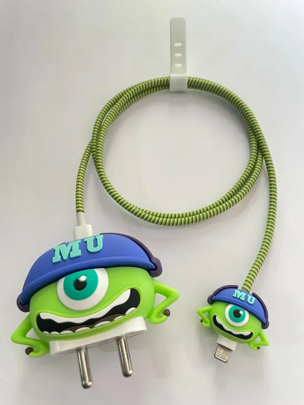 Green_One_Eyed_Monster_Silicone_Cable_Protector_Set_Of_4-_Only_for_Iphone_(18-20_Watt_Charger)