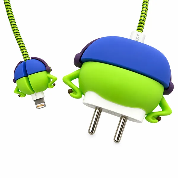 Green_One_Eyed_Monster_Silicone_Cable_Protector_Set_Of_4-_Only_for_Iphone_(18-20_Watt_Charger)