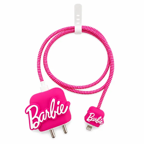 Barbie_Logo_Silicone_Spiral_Charger_Cable_Protector_Set_Of_4-_Only_for_Iphone_(18-20_Watt_Charger)