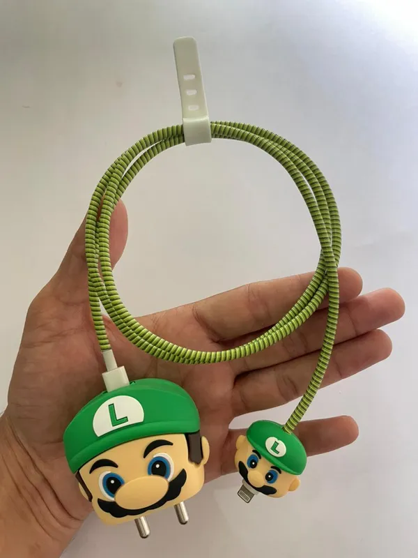 Green_Luigi_Character_Silicone_Cable_Protector_Set_Of_4-_Only_for_Iphone_(18-20_Watt_Charger)