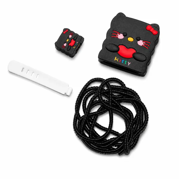 Grey_Kitty_Face_Silicone_Cable_Protector_Set_Of_4-_Only_for_Iphone_(18-20_Watt_Charger)