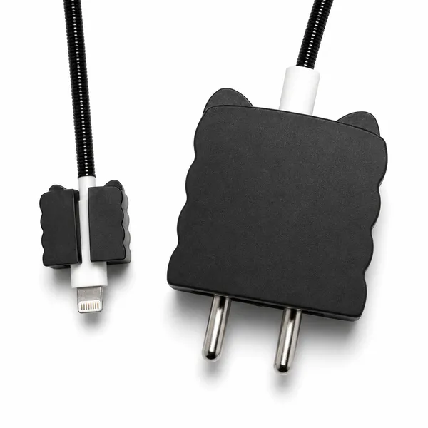 Grey_Kitty_Face_Silicone_Cable_Protector_Set_Of_4-_Only_for_Iphone_(18-20_Watt_Charger)