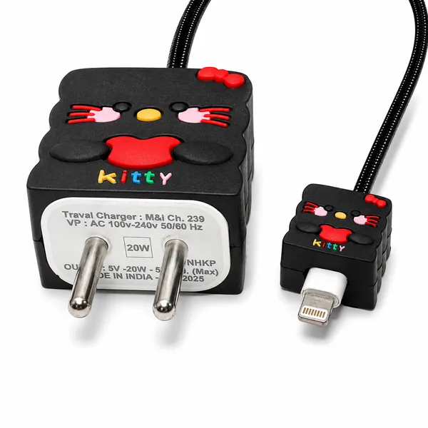 Grey_Kitty_Face_Silicone_Cable_Protector_Set_Of_4-_Only_for_Iphone_(18-20_Watt_Charger)