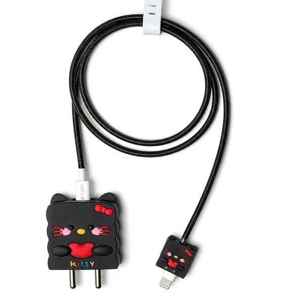 Grey_Kitty_Face_Silicone_Cable_Protector_Set_Of_4-_Only_for_Iphone_(18-20_Watt_Charger)