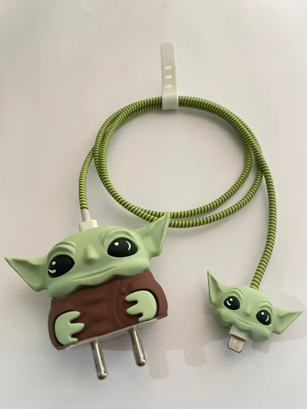 Green_Character_Silicone_Cable_Protector_Set_Of_4-_Only_for_Iphone_(18-20_Watt_Charger)