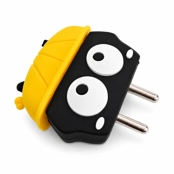 Bee_Character_Silicone_Charger_Cable_Protector_Set_Of_4_Yellow-_Only_for_Iphone_(18-20_Watt_Charger)