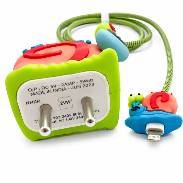 Pink_Gary_The_Snail_Silicone_Cable_Protector_Set_Of_4-_Only_for_Iphone_(18-20_Watt_Charger)