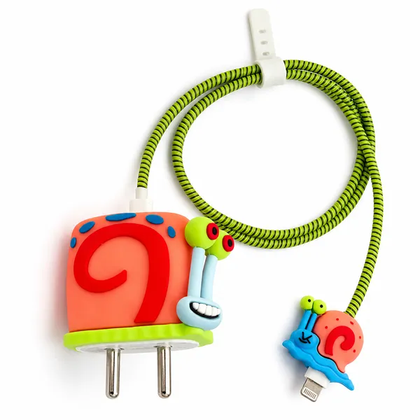 Pink_Gary_The_Snail_Silicone_Cable_Protector_Set_Of_4-_Only_for_Iphone_(18-20_Watt_Charger)