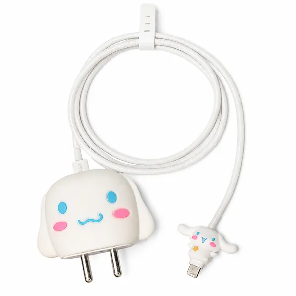White_Cartoon_Character_Silicone_Cable_Protector_Set_Of_4-_Only_for_Iphone_(18-20_Watt_Charger)