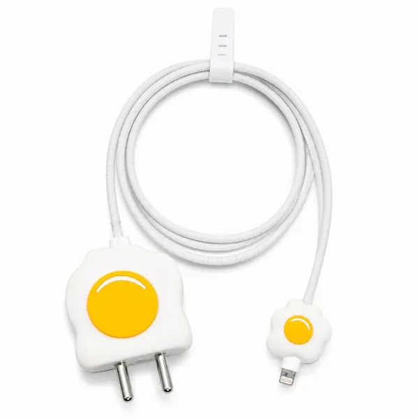 Yellow_Fried_Egg_Silicone_Cable_Protector_Set_Of_4-_Only_for_Iphone_(18-20_Watt_Charger)