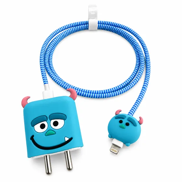 Silicone_Cable_Protector_Monster_Character_Design_Charger_Blue_Set_Of_4-_Only_for_Iphone_(18-20_Watt_Charger)