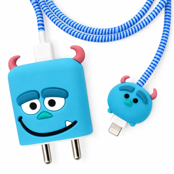 Silicone_Cable_Protector_Monster_Character_Design_Charger_Blue_Set_Of_4-_Only_for_Iphone_(18-20_Watt_Charger)