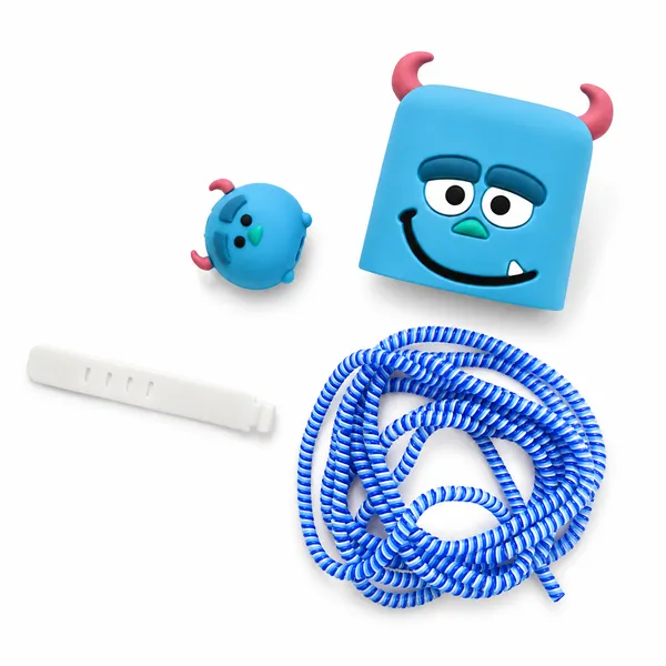 Silicone_Cable_Protector_Monster_Character_Design_Charger_Blue_Set_Of_4-_Only_for_Iphone_(18-20_Watt_Charger)