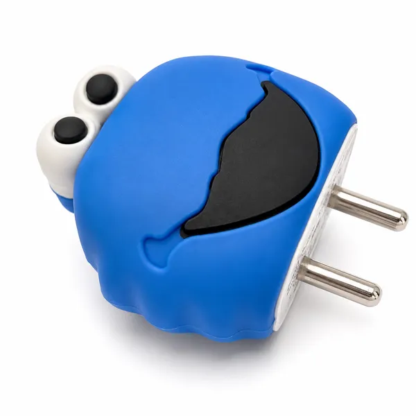 Cookie_Monster_Silicone_Charger_Cable_Protector_Set_Of_4_Blue-_Only_for_Iphone_(18-20_Watt_Charger)