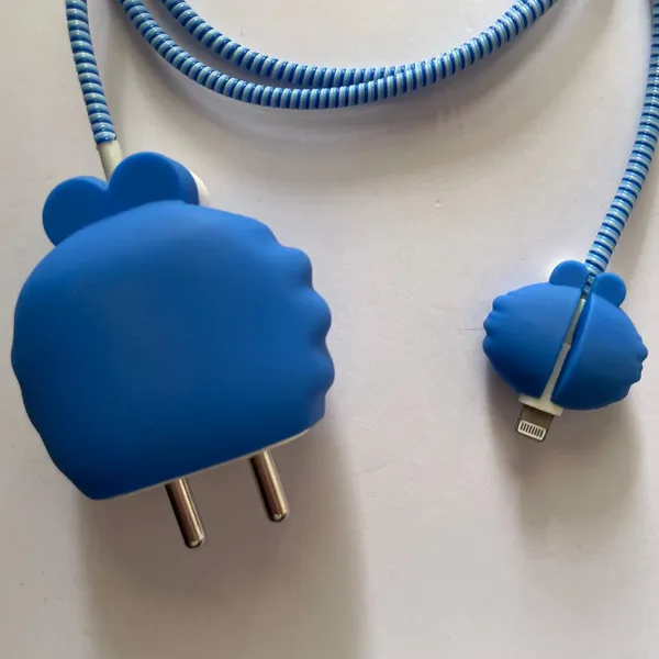 Cookie_Monster_Silicone_Charger_Cable_Protector_Set_Of_4_Blue-_Only_for_Iphone_(18-20_Watt_Charger)